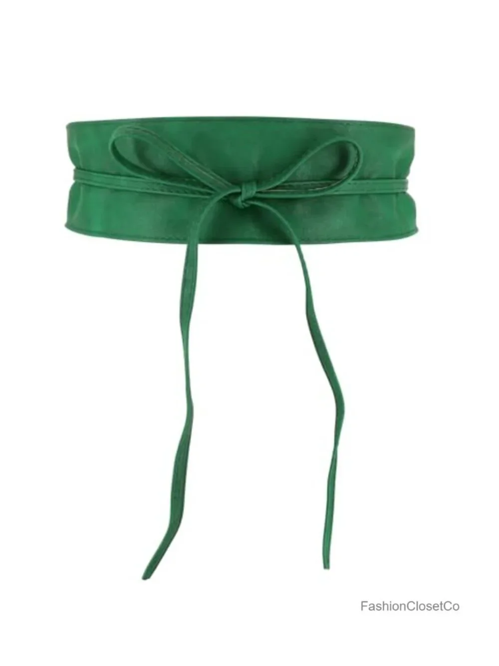 Faux Leather Wide Obi Belt with Lace-up Closure